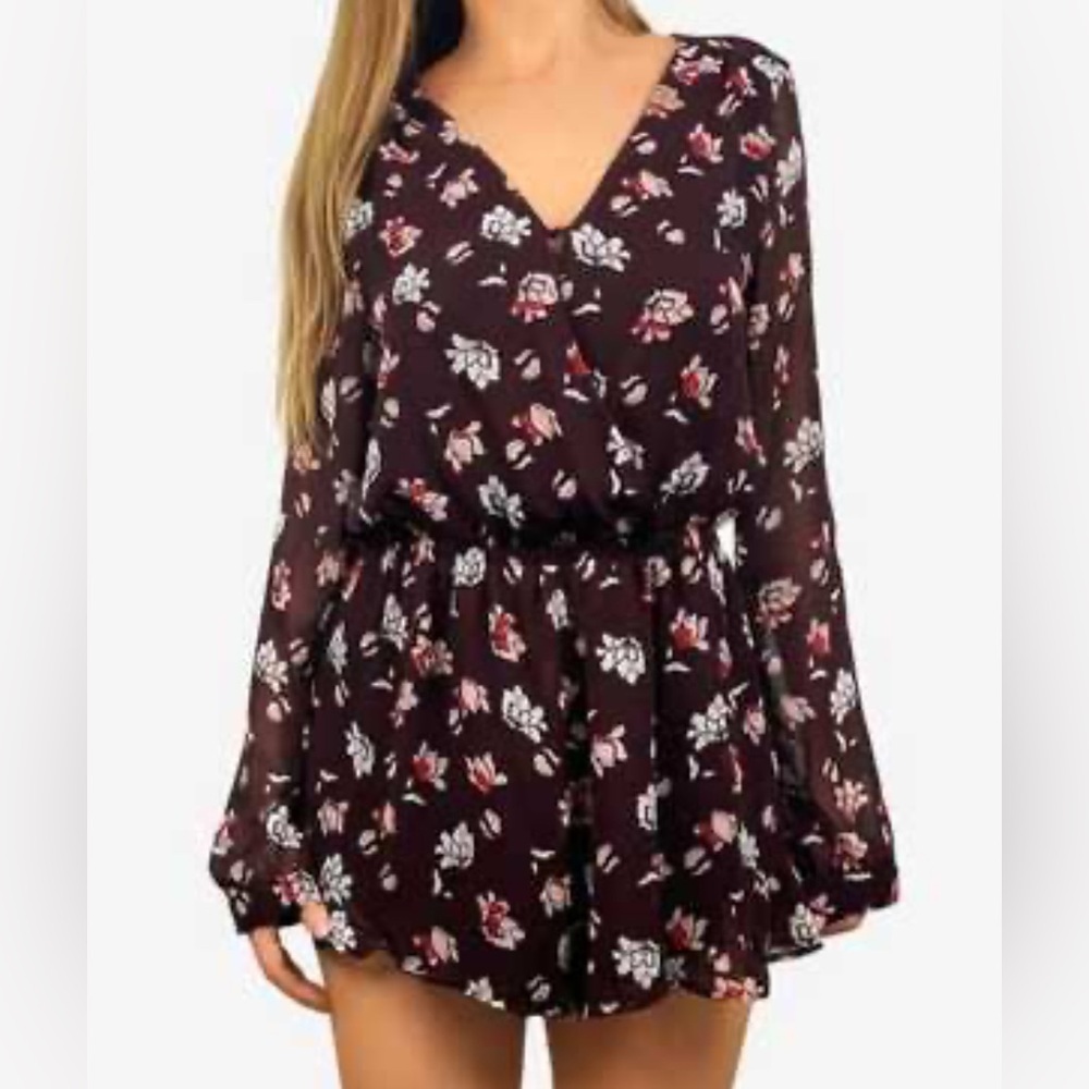 ASTR brown floral romper, small